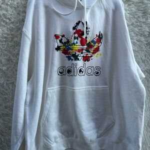 Adidas White Hoodie with Colorful Logo size 2XL New